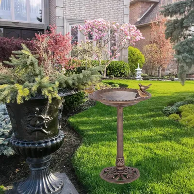 GIANTEX Bain d'oiseaux Plateau de Diamètre 50CM, Abreuvoir Oiseaux