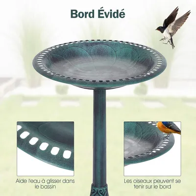 GIANTEX Bain d'oiseaux Plateau de Diamètre 50CM, Abreuvoir Oiseaux