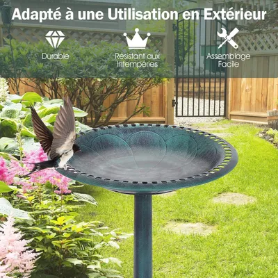 GIANTEX Bain d'oiseaux Plateau de Diamètre 50CM, Abreuvoir Oiseaux
