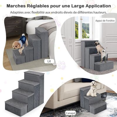 GIANTEX Escalier pour Chiens Pliable avec Rangement, Échelle Antidérapante