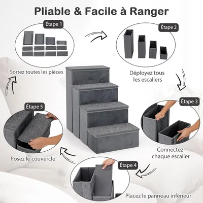 GIANTEX Escalier pour Chiens Pliable avec Rangement, Échelle Antidérapante