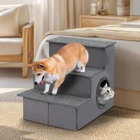 GIANTEX Escalier à 3 Marches pour Chien, Échelle en Tissu, Antidérapant