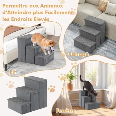 GIANTEX Escalier pour Chiens Pliable avec Rangement, Échelle Antidérapante