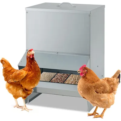 GIANTEX Mangeoire à Poulet Galvanisée 22Kg, Fixation Murale, Anti-Rats