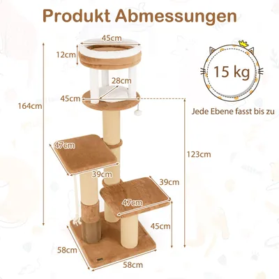 GIANTEX XXL-Kratzbaum Mit Hängender Kugel, Seil Und Selbstpflegevorrichtung