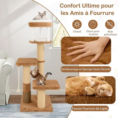 GIANTEX Arbre à Chat XXL avec Boule Suspendue, Corde, Auto-Toiletteur