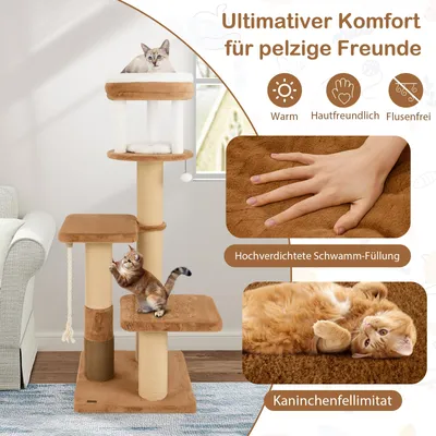 GIANTEX XXL-Kratzbaum Mit Hängender Kugel, Seil Und Selbstpflegevorrichtung