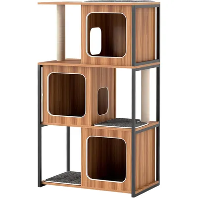 GIANTEX Arbre à Chat avec 3 Niches, Griffoirs en Sisal et Coussins Lavables