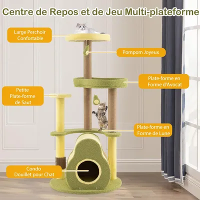 GIANTEX Arbre à Chat 125CM en Forme d'Avocat, Maine Coone avec Couchage