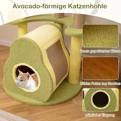GIANTEX Kratzbaum 125 cm In Avocado-Form, Maine Coon Mit Schlafplatz GIANTEX Kratzbaum 125 cm In Avocado-Form, Maine Coon Mit Schlafplatz