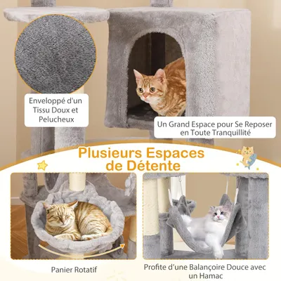 GIANTEX Arbre à Chat 176cm Multi-Niveaux, Poteaux à Griffer en Sisal