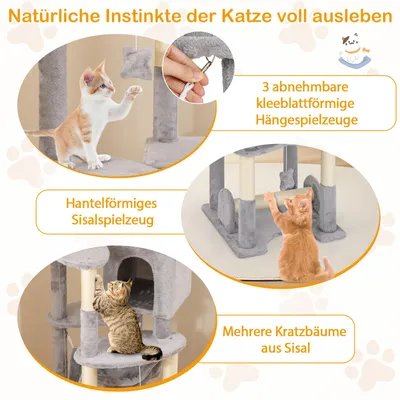 GIANTEX Kratzbaum 176 cm, Mehrstufig, Kratzstangen Aus Sisal GIANTEX Kratzbaum 176 cm, Mehrstufig, Kratzstangen Aus Sisal