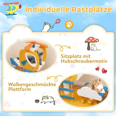 GIANTEX Katzenbaum „Hubschrauber“ mit Sitzstange, Plattform und Kratzfläche GIANTEX Katzenbaum „Hubschrauber“ mit Sitzstange, Plattform und Kratzfläche