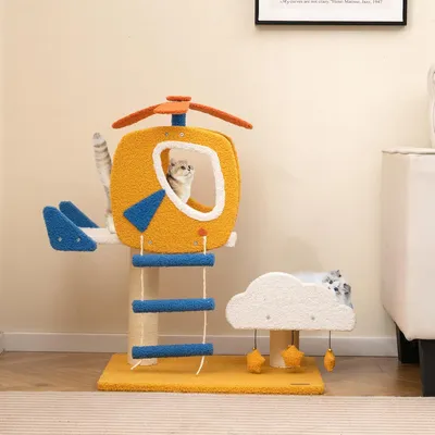 GIANTEX Arbre à Chat Hélicoptère avec Perchoir, Plateforme, Griffoir