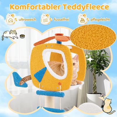 GIANTEX Katzenbaum „Hubschrauber“ mit Sitzstange, Plattform und Kratzfläche