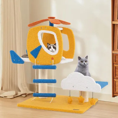 GIANTEX Arbre à Chat Hélicoptère avec Perchoir, Plateforme, Griffoir