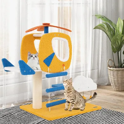 GIANTEX Arbre à Chat Hélicoptère avec Perchoir, Plateforme, Griffoir