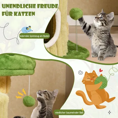 GIANTEX Kleiner Kratzbaum, 2 Ebenen Mit Häuschen, Gepolsterte Plattform GIANTEX Kleiner Kratzbaum, 2 Ebenen Mit Häuschen, Gepolsterte Plattform