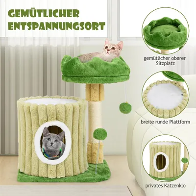 GIANTEX Kleiner Kratzbaum, 2 Ebenen Mit Häuschen, Gepolsterte Plattform GIANTEX Kleiner Kratzbaum, 2 Ebenen Mit Häuschen, Gepolsterte Plattform