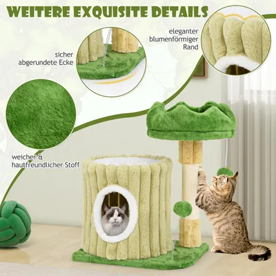 GIANTEX Kleiner Kratzbaum, 2 Ebenen Mit Häuschen, Gepolsterte Plattform GIANTEX Kleiner Kratzbaum, 2 Ebenen Mit Häuschen, Gepolsterte Plattform