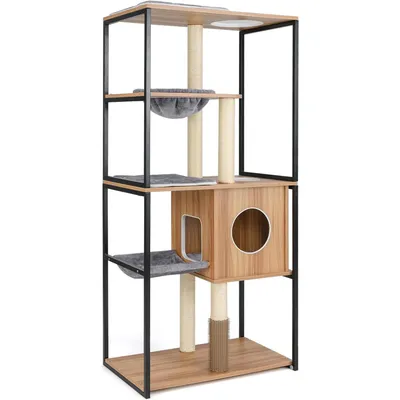 GIANTEX Arbre à Chat en Métal à 5 Niveaux avec Perchoir Rembourré