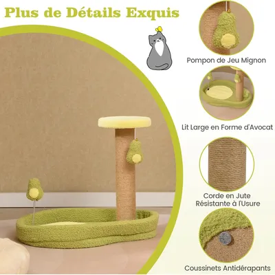 GIANTEX Petit Arbre a Chat Design Avocat avec 2 Jouets, Colonne Griffoir