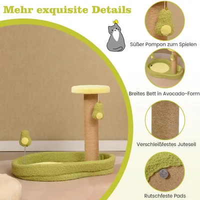 GIANTEX Kleiner Kratzbaum Im Avocado-Design Mit 2 Spielzeugen, Kratzsäule