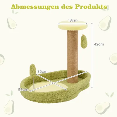 GIANTEX Kleiner Kratzbaum Im Avocado-Design Mit 2 Spielzeugen, Kratzsäule