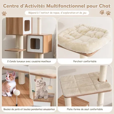 GIANTEX Arbre à Chat, 6 Niveaux, Plateformes, Condos, Poteaux en Sisal