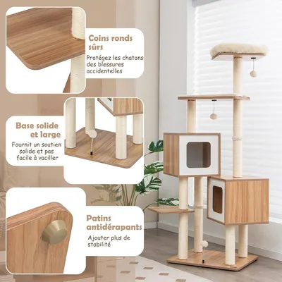 GIANTEX Arbre à Chat, 6 Niveaux, Plateformes, Condos, Poteaux en Sisal