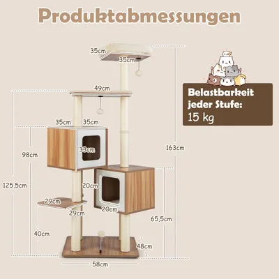 GIANTEX Kratzbaum, 6 Ebenen, Plattformen, Häuschen, Sisalstangen GIANTEX Kratzbaum, 6 Ebenen, Plattformen, Häuschen, Sisalstangen