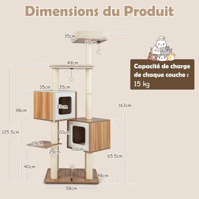 GIANTEX Arbre à Chat, 6 Niveaux, Plateformes, Condos, Poteaux en Sisal