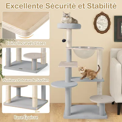 GIANTEX Arbre à Chats Design 113cm, Plateformes de Saut, Capsule Spatiale