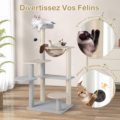 GIANTEX Arbre à Chats Design 113cm, Plateformes de Saut, Capsule Spatiale