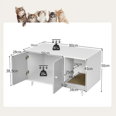 GIANTEX Katzenklo Aus Holz, Katzentoilettenmöbel Mit Zwei Türen GIANTEX Katzenklo Aus Holz, Katzentoilettenmöbel Mit Zwei Türen