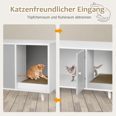 GIANTEX Katzenklo Aus Holz, Katzentoilettenmöbel Mit Zwei Türen