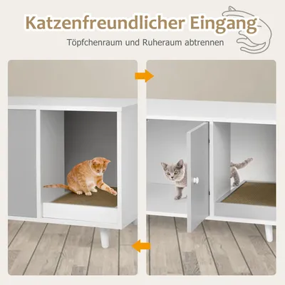 GIANTEX Katzenklo Aus Holz, Katzentoilettenmöbel Mit Zwei Türen GIANTEX Katzenklo Aus Holz, Katzentoilettenmöbel Mit Zwei Türen