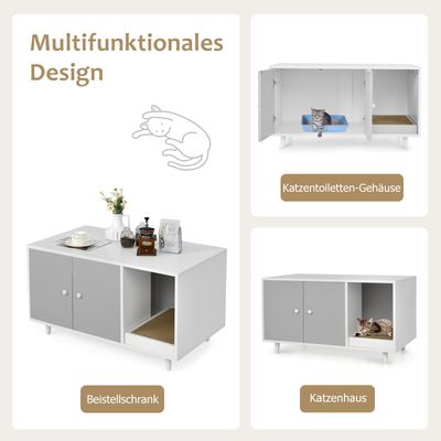GIANTEX Katzenklo Aus Holz, Katzentoilettenmöbel Mit Zwei Türen