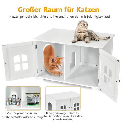 GIANTEX Katzentoilette Innerer Abnehmbare Trennwand,2 Magnetischen Türen