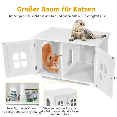 GIANTEX Katzenklo, Katzentoilettenmöbel mit Belüftungslöchern GIANTEX Katzenklo, Katzentoilettenmöbel mit Belüftungslöchern