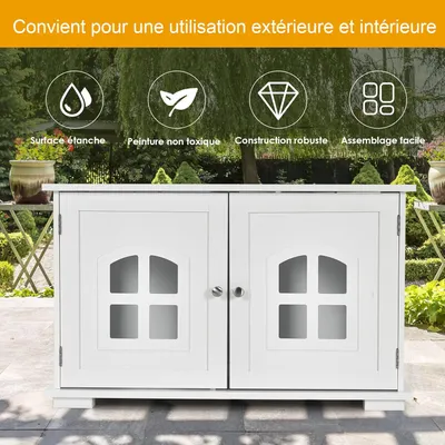 GIANTEX Maison de Toilette pour Chat, Meuble Litière avec, Trous d’Aération