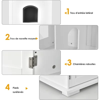 GIANTEX Maison de Toilette pour Chat, Meuble Litière avec, Trous d’Aération