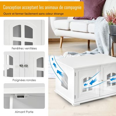 GIANTEX Maison de Toilette pour Chat, Meuble Litière avec, Trous d’Aération
