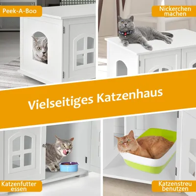 GIANTEX Katzenklo, Katzentoilettenmöbel mit Belüftungslöchern GIANTEX Katzenklo, Katzentoilettenmöbel mit Belüftungslöchern