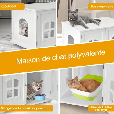 GIANTEX Maison de Toilette pour Chat, Meuble Litière avec, Trous d’Aération