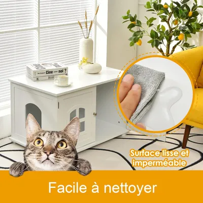 GIANTEX Maison de Toilette pour Chat, Meuble Litière avec, Trous d’Aération