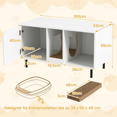 GIANTEX Katzenklo-Möbel Mit Fächern Und Kratzbrett GIANTEX Katzenklo-Möbel Mit Fächern Und Kratzbrett