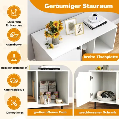 GIANTEX Katzenklo-Möbel Mit Fächern Und Kratzbrett GIANTEX Katzenklo-Möbel Mit Fächern Und Kratzbrett