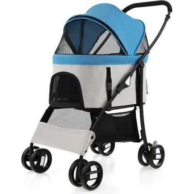 GIANTEX Poussette pour Chien Chat 3 en 1, Pliable, Siège Voiture Amovible