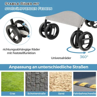 GIANTEX 3-in-1 Haustierwagen für Hunde&Katzen,klappbar mit abnehmbarem Sitz